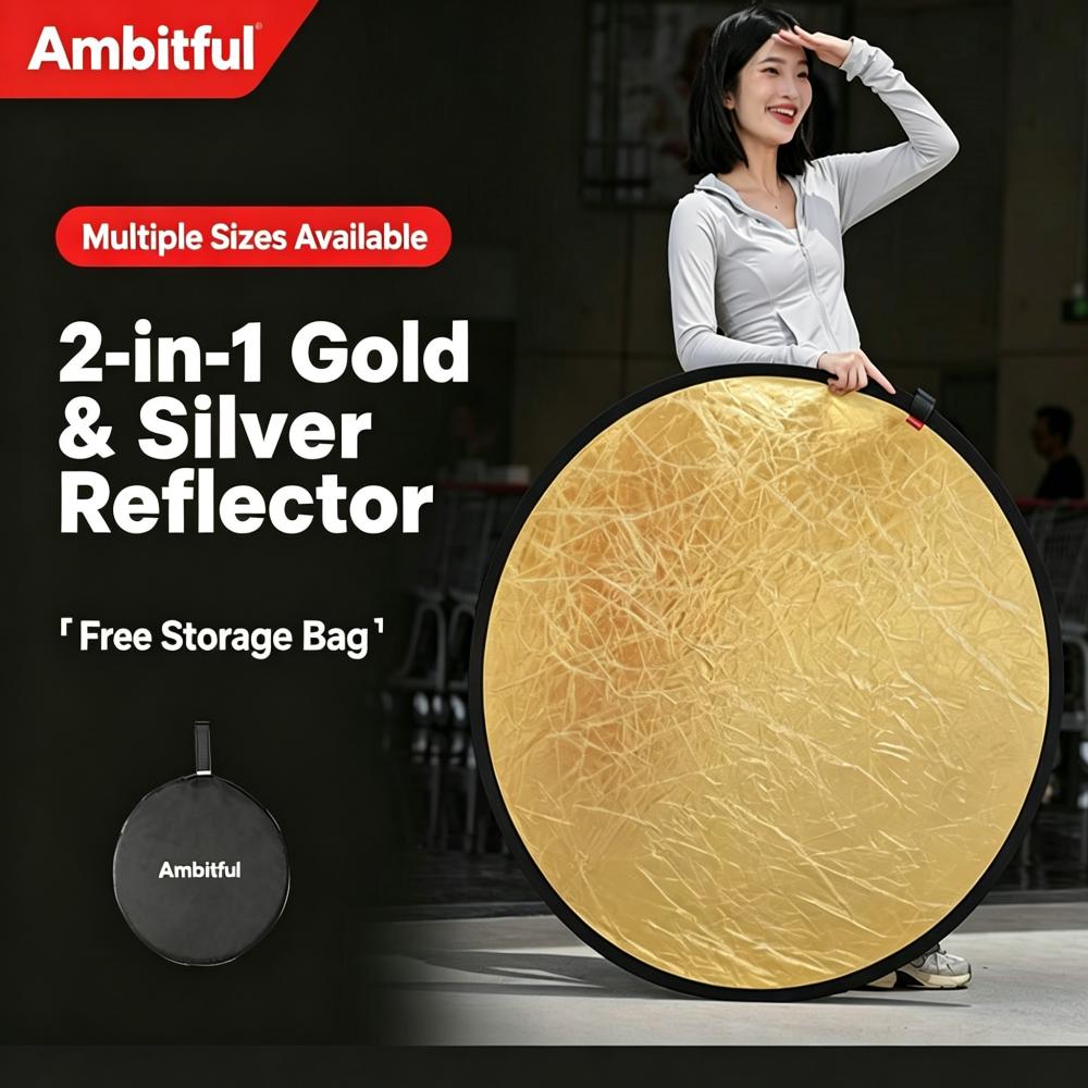 Reflector Disc Silver - Многофункциональный светоотражатель Ambitful 2-в-1 (30/60/80/110 см)